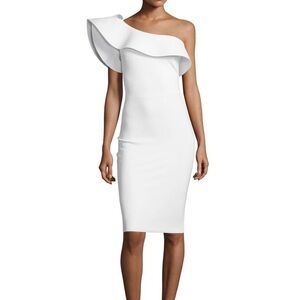 Chiara Boni Elisse One-Shoulder Ruffle Sheath Cocktail Dress Size 4 brand new